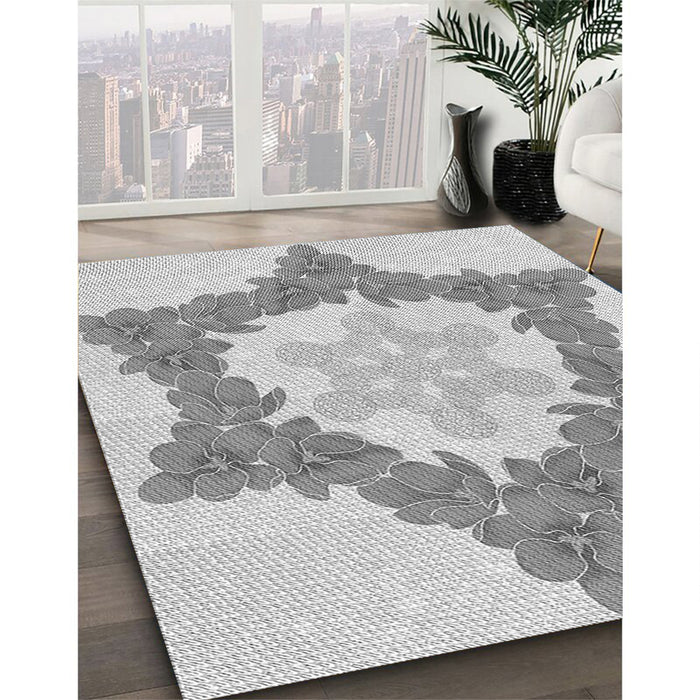 Patterned Gunmetal Gray Rug in Family Room, pat858gry