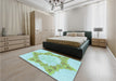 Patterned Light Aquamarine Green Rug in a Bedroom, pat858lblu