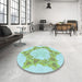 Round Patterned Light Aquamarine Green Rug in a Office, pat858lblu