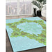 Patterned Light Aquamarine Green Rug in Family Room, pat858lblu