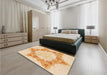 Patterned Khaki Gold Rug in a Bedroom, pat858org