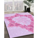Patterned Blossom Pink Rug in Family Room, pat858pur
