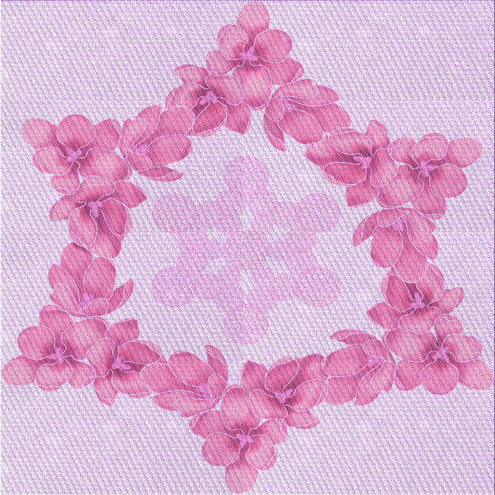 Round Patterned Blossom Pink Rug, pat858pur