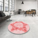 Round Patterned Light Red Pink Rug in a Office, pat858rd