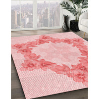 Patterned Light Red Pink Rug, pat858rd