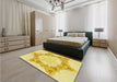 Patterned Yellow Rug in a Bedroom, pat858yw