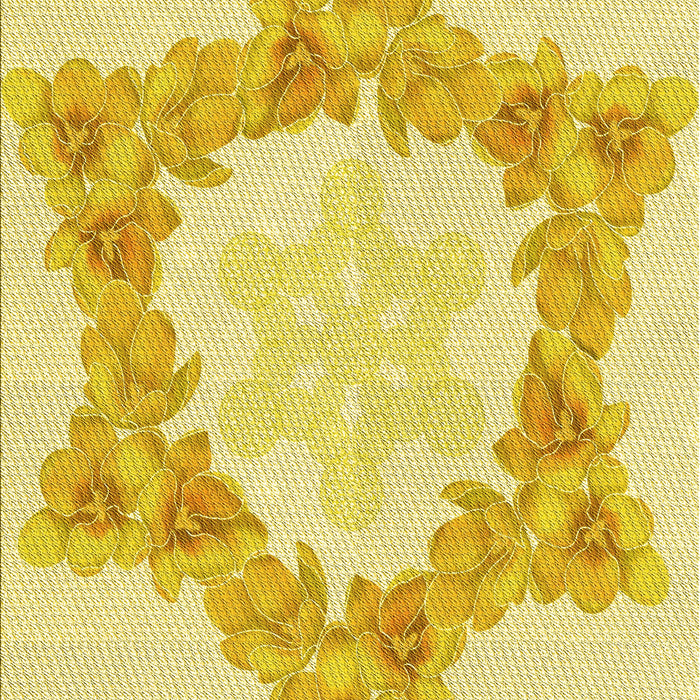 Machine Washable Transitional Yellow Rug, wshpat858yw