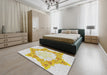 Patterned Copper Green Novelty Rug in a Bedroom, pat858