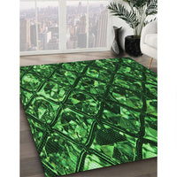 Patterned Dark Forest Green Rug, pat859grn