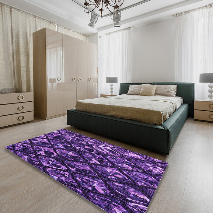 Patterned Purple Rug in a Bedroom, pat859pur