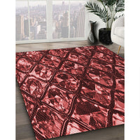 Patterned Maroon Red Rug, pat859rd