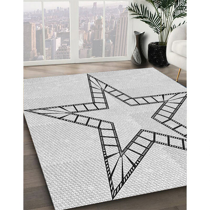 Patterned Off-White Novelty Rug in Family Room, pat85