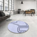 Round Patterned Lavender Blue Rug in a Office, pat86blu