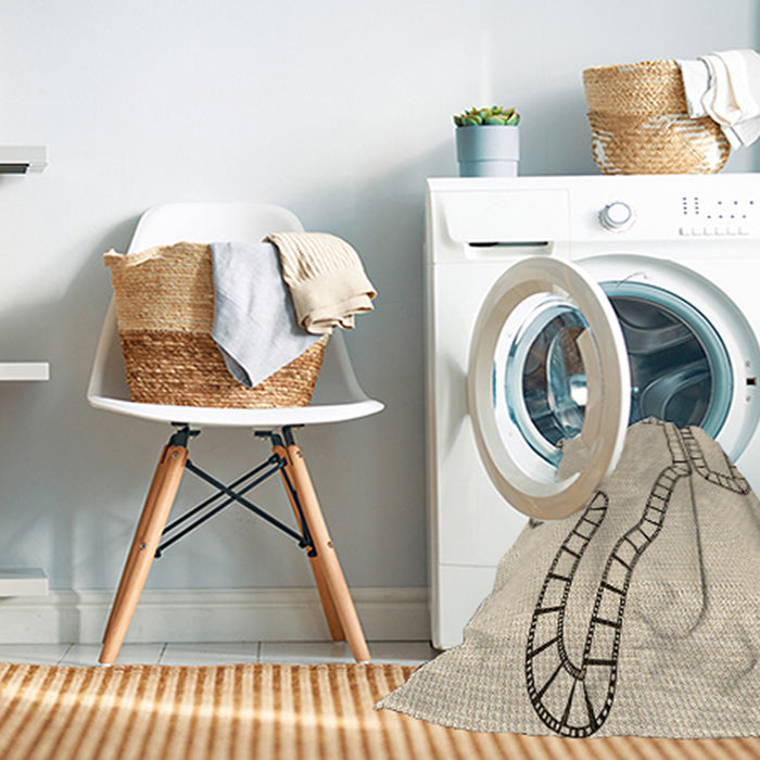 Machine Washable Transitional Moccasin Beige Rug in a Washing Machine, wshpat86brn