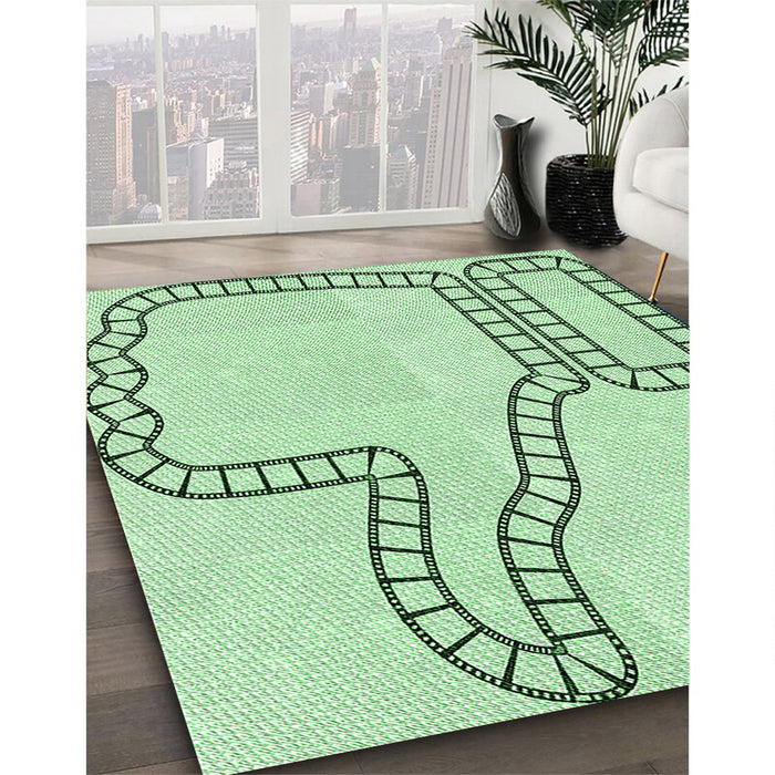 Patterned Mint Green Rug in Family Room, pat86grn