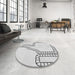 Round Patterned Platinum Gray Rug in a Office, pat86gry