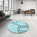 Round Patterned Electric Blue Rug in a Office, pat86lblu