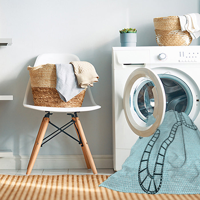 Machine Washable Transitional Electric Blue Rug in a Washing Machine, wshpat86lblu