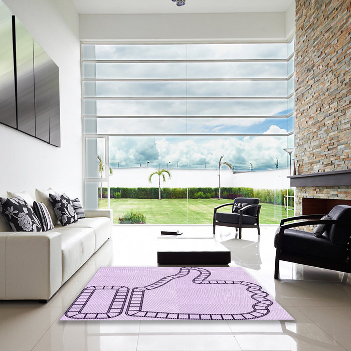 Machine Washable Transitional Lilac Purple Rug in a Kitchen, wshpat86pur