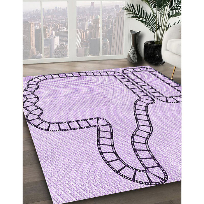 Machine Washable Transitional Lilac Purple Rug in a Family Room, wshpat86pur
