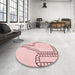 Round Patterned Pink Rug in a Office, pat86rd
