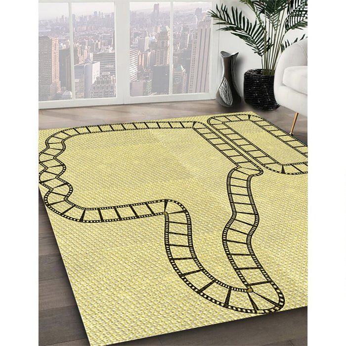 Machine Washable Transitional Sun Yellow Rug in a Family Room, wshpat86yw