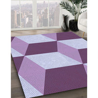 Patterned Pink Plum Purple Rug, pat860blu