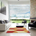 Square Patterned Chrome Gold Yellow Rug in a Living Room, pat860brn