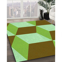 Patterned Olive Green Rug, pat860grn