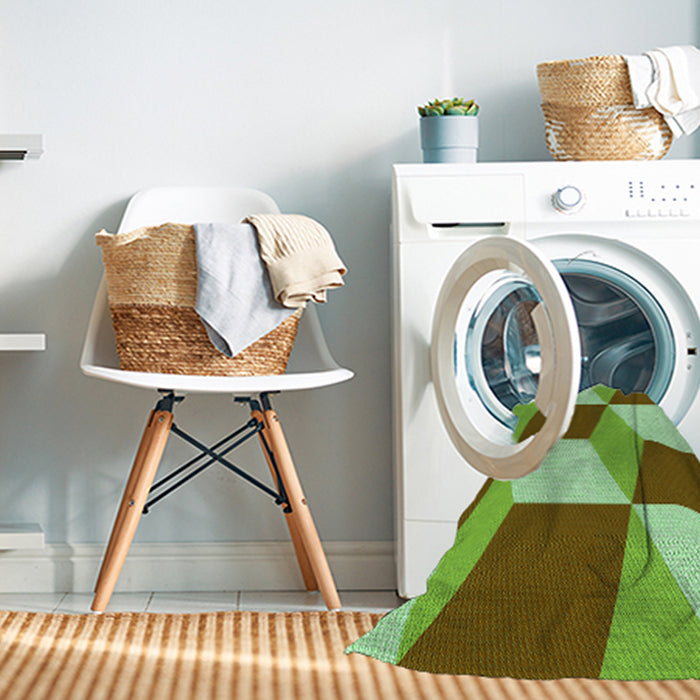 Machine Washable Transitional Olive Green Rug in a Washing Machine, wshpat860grn