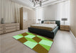 Patterned Olive Green Rug in a Bedroom, pat860grn