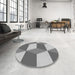 Round Patterned Silver Gray Rug in a Office, pat860gry