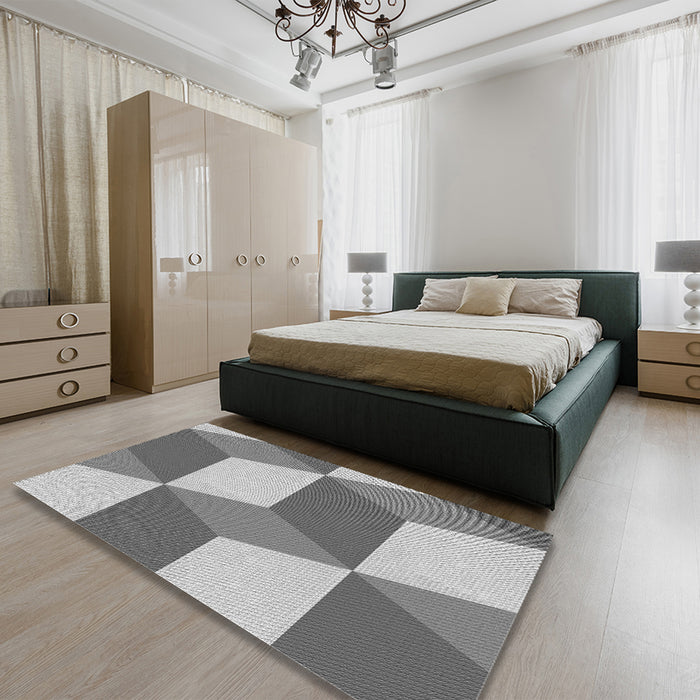 Patterned Silver Gray Rug in a Bedroom, pat860gry