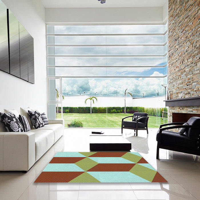 Square Patterned Light Green Rug in a Living Room, pat860lblu