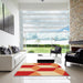 Square Patterned Yellow Orange Rug in a Living Room, pat860org