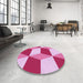 Round Patterned Pastel Purple Pink Rug in a Office, pat860pur