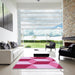 Square Patterned Pastel Purple Pink Rug in a Living Room, pat860pur