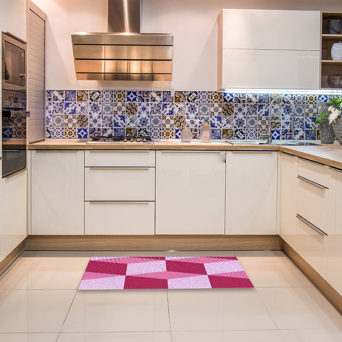 Patterned Pastel Purple Pink Rug in a Kitchen, pat860pur