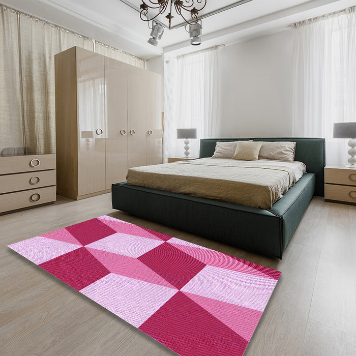 Patterned Pastel Purple Pink Rug in a Bedroom, pat860pur