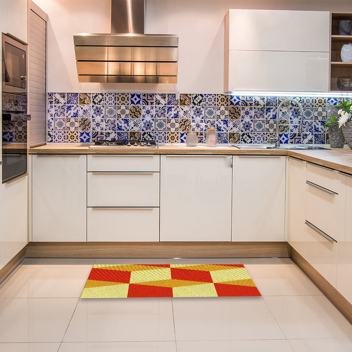Patterned Bold Yellow Rug in a Kitchen, pat860yw