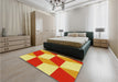 Patterned Bold Yellow Rug in a Bedroom, pat860yw