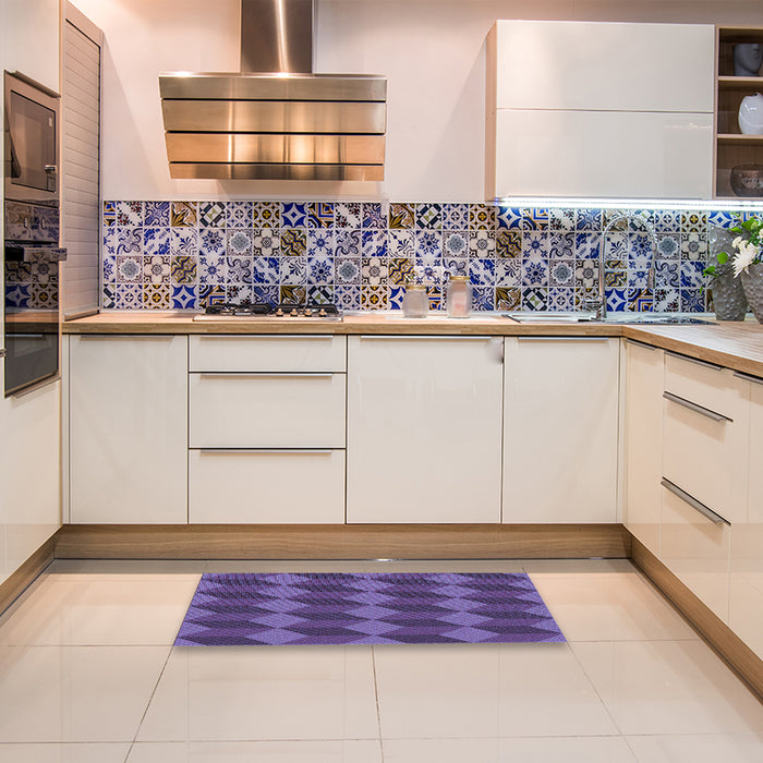 Patterned Medium Slate Blue Rug in a Kitchen, pat861blu
