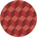 Square Patterned Red Rug, pat861brn