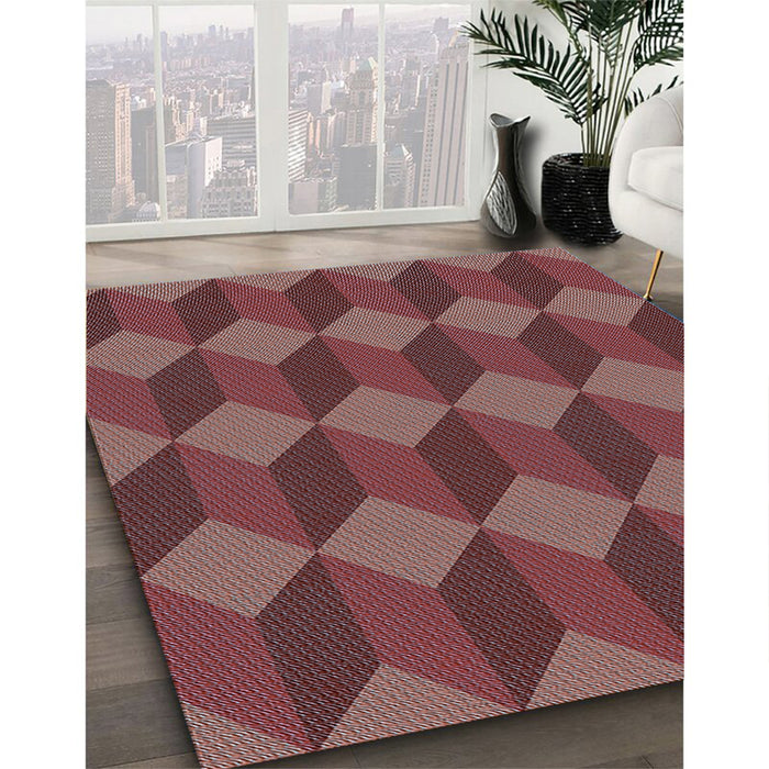 Patterned Red Rug in Family Room, pat861lblu