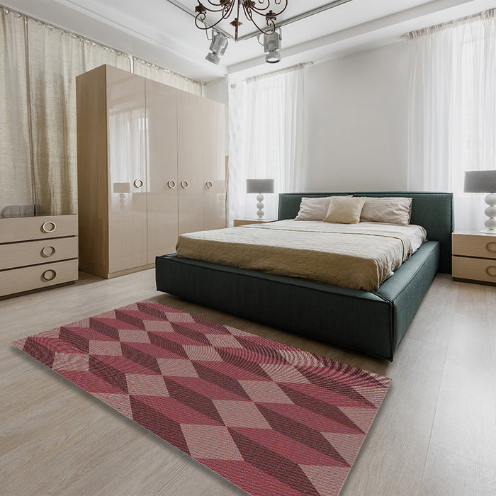 Patterned Red Rug in a Bedroom, pat861lblu
