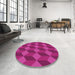 Round Patterned Fuchsia Magenta Purple Rug in a Office, pat861pur