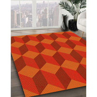 Patterned Scarlet Red Rug, pat861yw