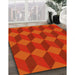 Patterned Scarlet Red Rug in Family Room, pat861yw