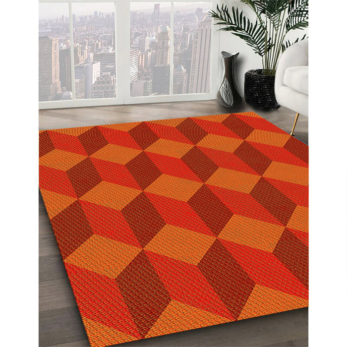 Machine Washable Transitional Scarlet Red Rug in a Family Room, wshpat861yw