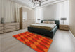 Patterned Scarlet Red Rug in a Bedroom, pat861yw